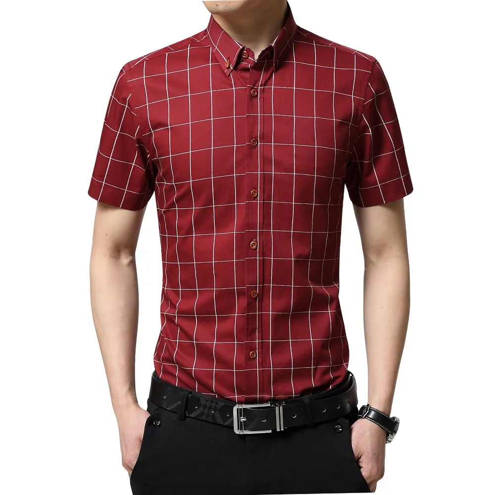 Men's Short Sleeve Cotton Polyester Shirt casual short sleeved shirt short sleeved shirt Plus Size 5XL Summer Plaid Checked