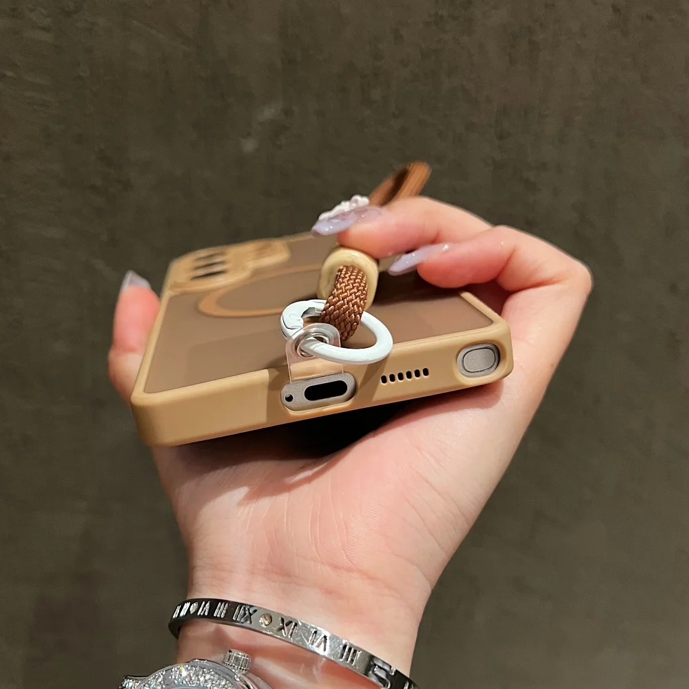 Magnetic Matte Translucent Wrist Strap Case with MagSafe Wireless Charging Compatibility