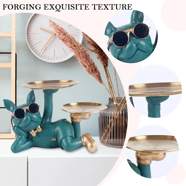 Sculpture de table bouledogue avec palette, décor de sculpture en résine, artisanat d'entrée, bonbons, fournitures domestiques pour la maison, salon, soleil 4
