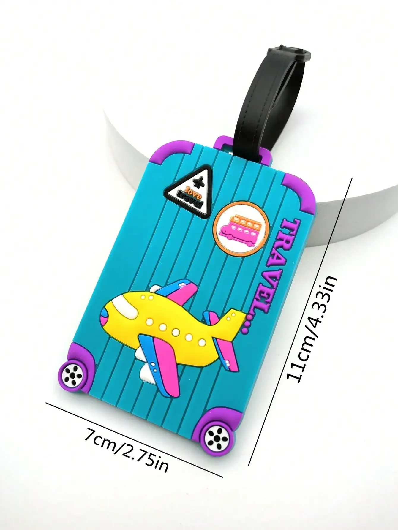 Kreatives Flugzeug-Design, PVC-Gepäckanhänger, mehrfarbig, für Flughafenreisen, wesentliche Verlustprävention, Hängeetikett für Männer und Frauen, 1 Stück – Detail 9