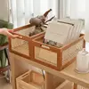 Retro Solid Wood Storage Box Desktop Rattan Basket Book Snacks Fruit Cosmetics Organizer Boxes Home Bathroom Kitchen Basket 3