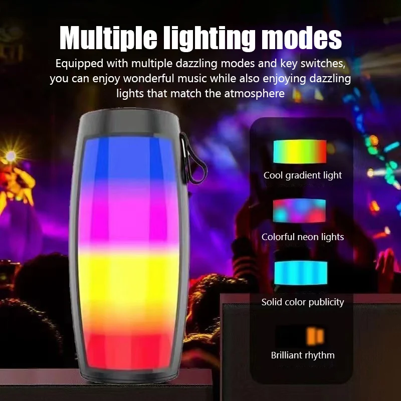 Wireless Bluetooth Speakers Home/Outdoor Portable Small Soundbox Subwoofer Car Audio MP3 Player with Colourful LED Lights Gift