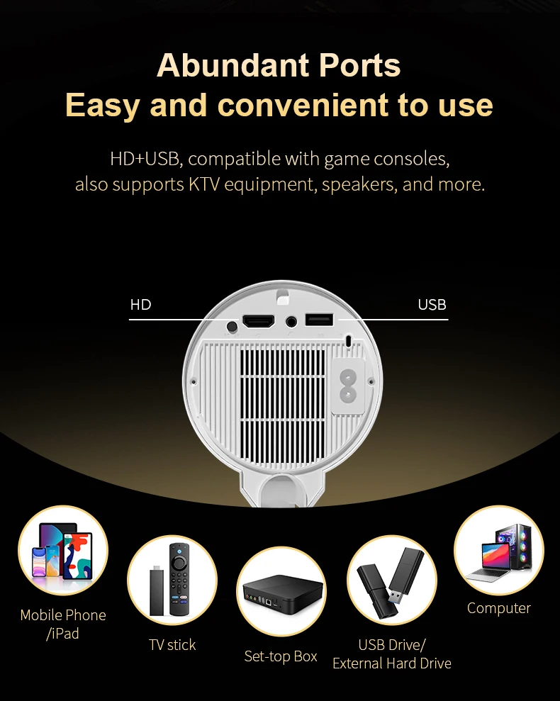 Smart Mini Hidden lifting Gimbal Projector 4K Portable with Wifi 6 Bluetooth 5.0