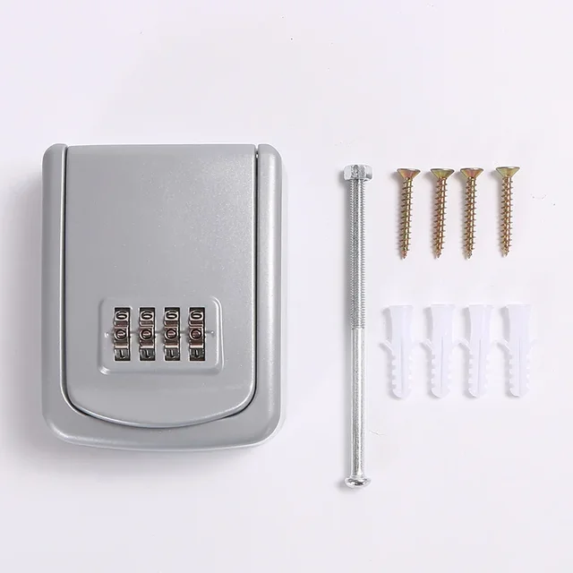 Lock Key Safe Box Wall Mount Outdoor Lock Box Key Storage Box for House Keys Key Safe with Combination Lock with 4 dials 6