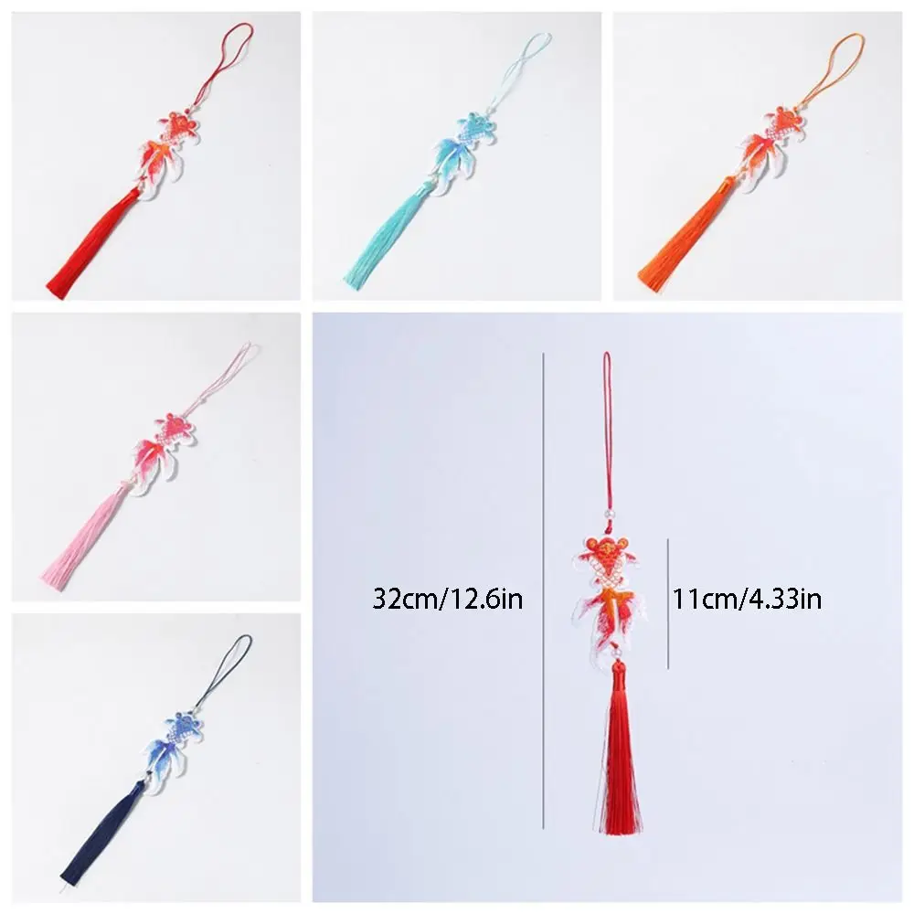 Ancient Style Chinese New Year Decoration Hand Woven Traditional Hanging Koi Fish Pendant Lucky Symbol with Tassel