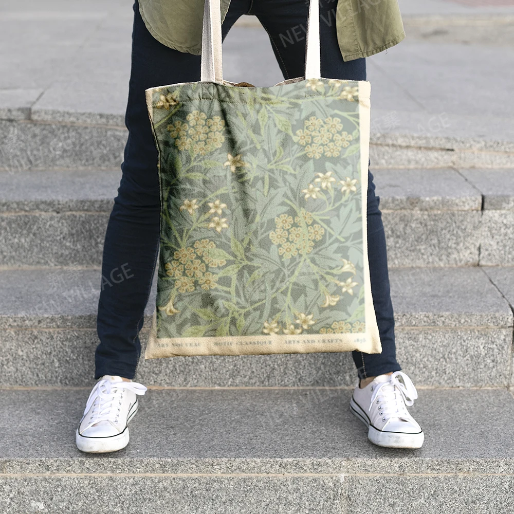 Canvas shoulder bag organization storage Handbags cosmetics travel Women's bag Shopping Fabric pouch nordic boho grocerie 4