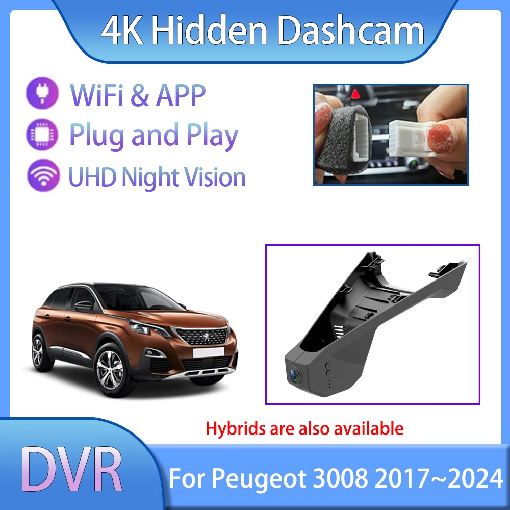 

For Peugeot 3008 P84 MK2 2017~2024 2018 2019 UHD Dashcam Dvr Camera Recorder Play Auto vehicle Android carplay mirror Auto Car