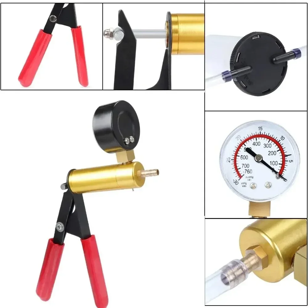 Manual Vacuum Pressure Pump Brake Fluid Drain Kit Vacuum Pistol Pump Tester Kit Portable Durable Aluminum Gauge brake bleeder kit electric vacuum pump