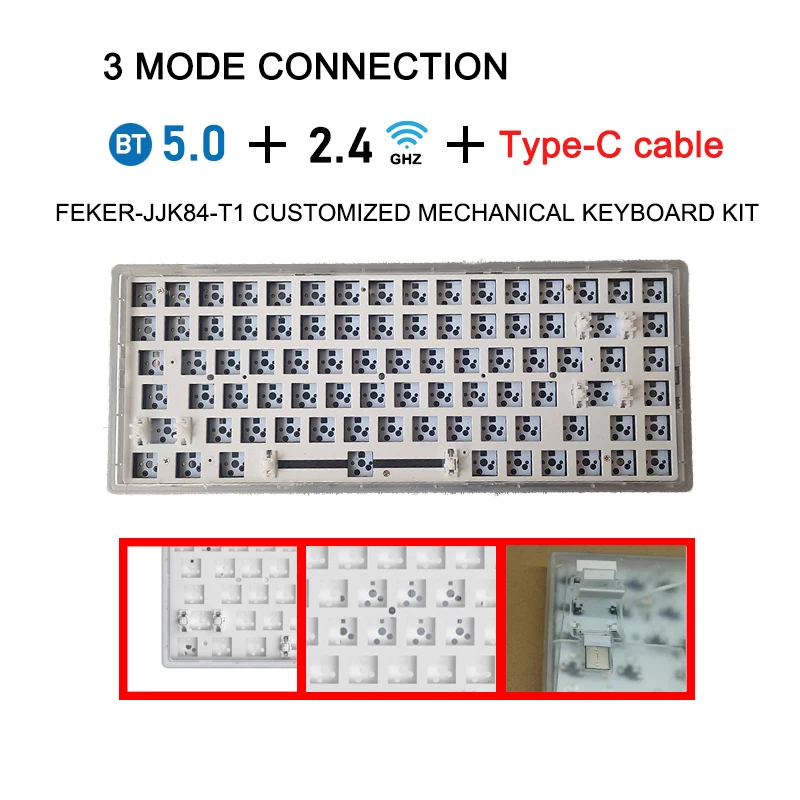 

Top 84 Keys 3/5pin Hotswap Type-c/Bluetooth/2.4G 3 mode Mechanical keyboard Kit With Battery Sandwich Pad Holy Panda Gateron