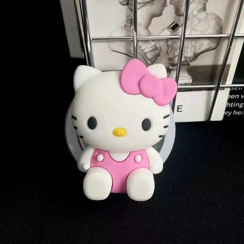 3D Sanrio Hello Kitty For Magsafe Magnetic Phone Griptok Grip Tok Stand Cute Cartoon For iPhone Foldable Silicone Holder Case