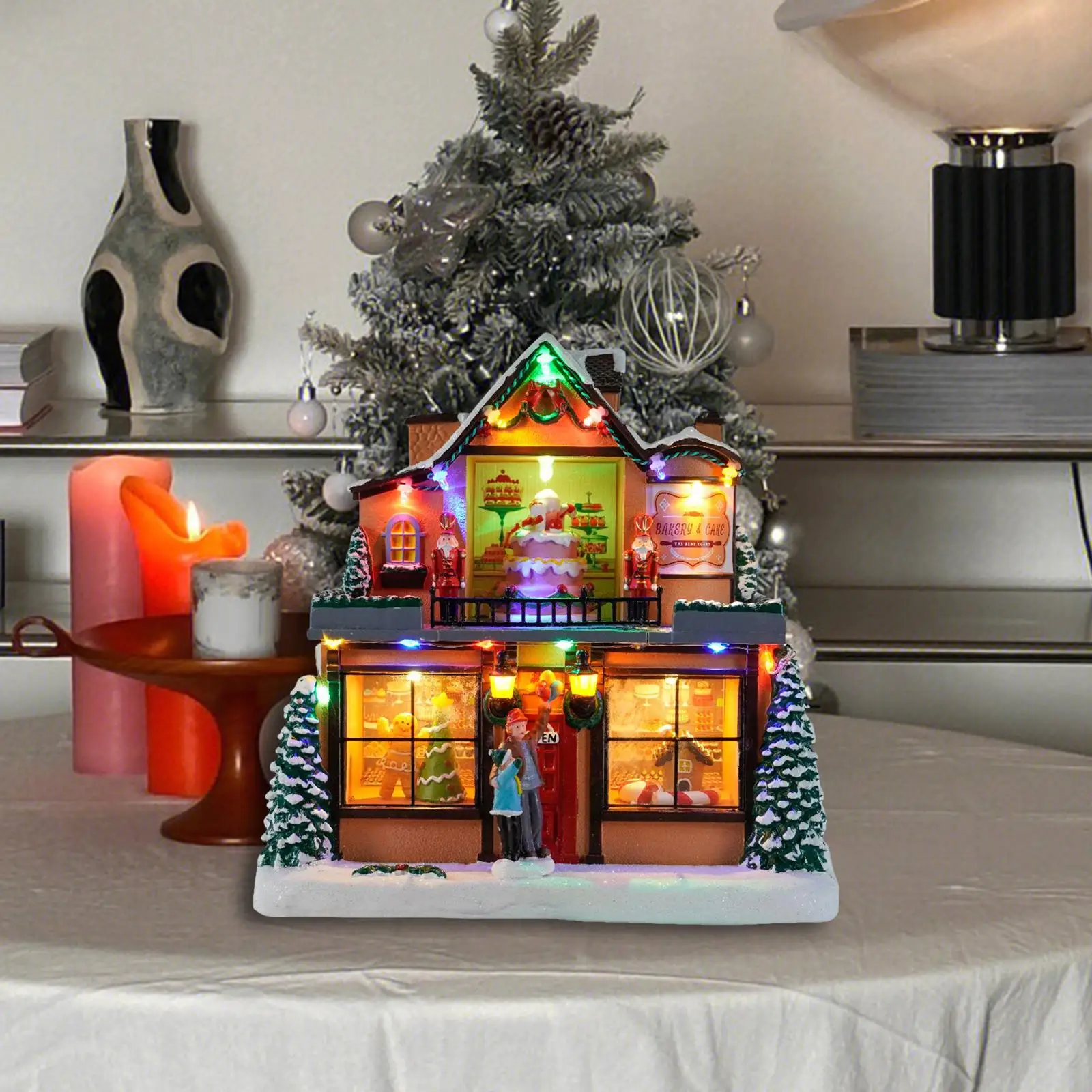 Christmas LED Village Houses Figurines Luminous House for Indoor Festival