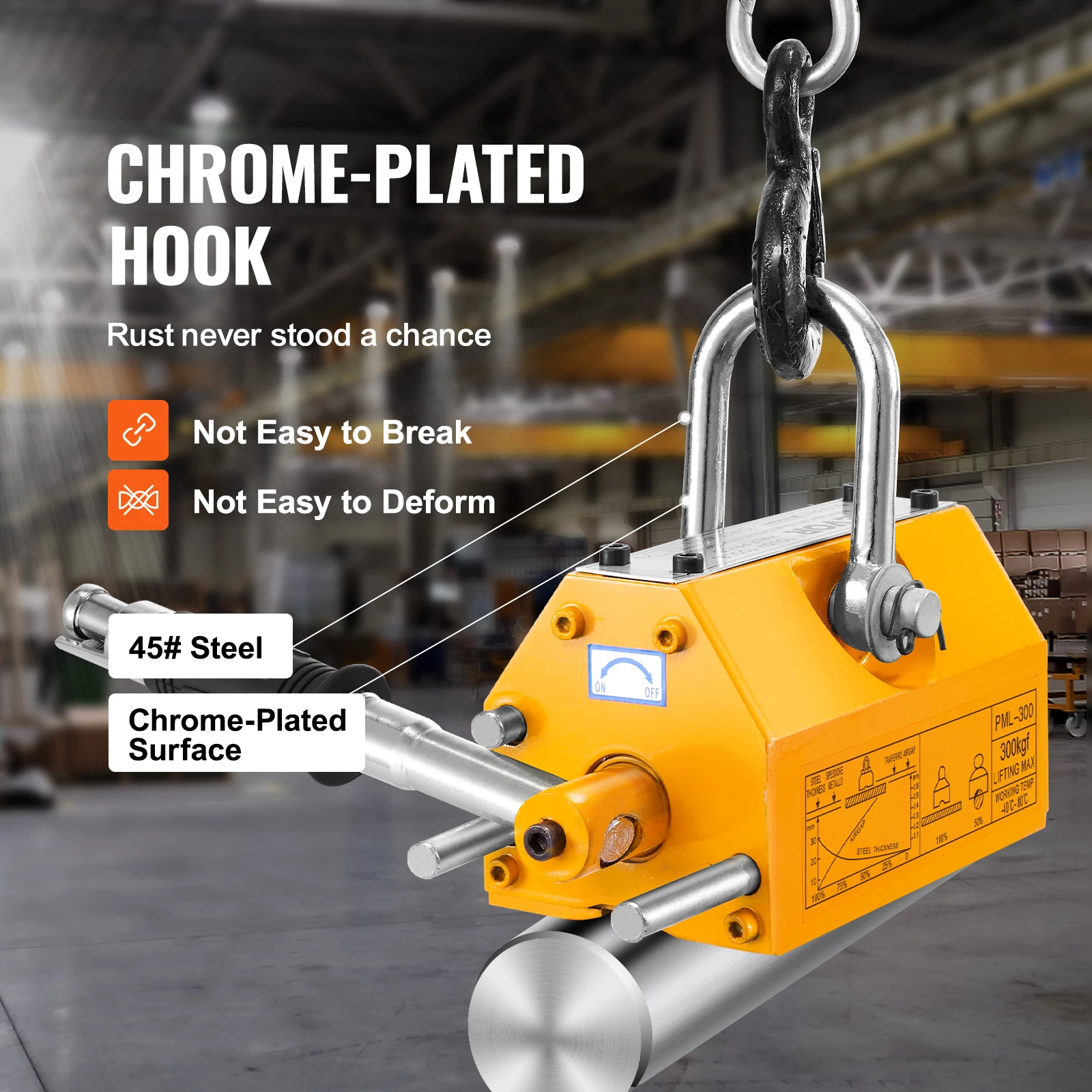 VEVOR 100KG-2000KG Permanent Magnetic Lifter Pulling Capacity 2.5 Safety Factor Neodymium & Steel Lifting Magnet Lift Magnets round magnet