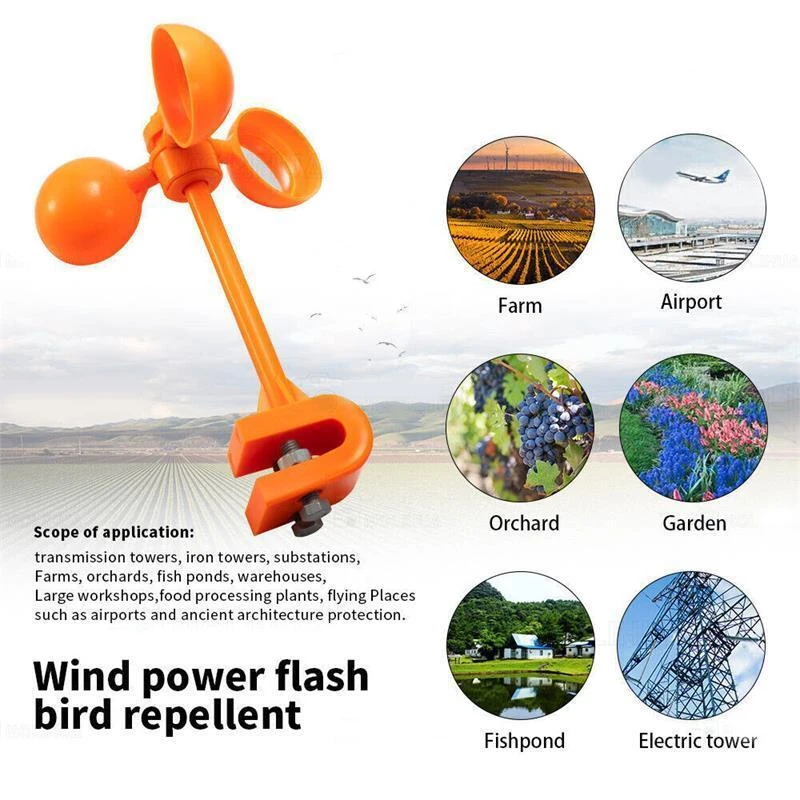 Description Picture 4 of itemWind Power Rotary Bird Repeller ABS Reflective Bird Repeller Outdoor Farm Orchard Yard Pigeon Bird Repeller Gardening Supplies