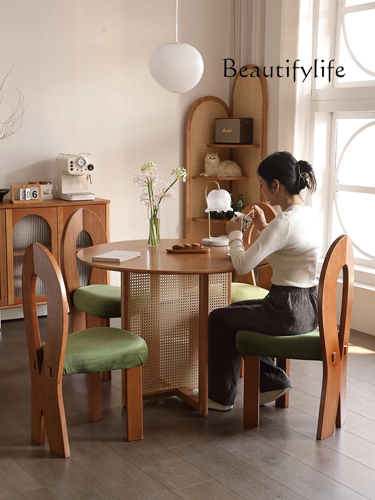 

Antique Style Solid Wood Dining-Table Chair Nordic Leisure Soft Chair