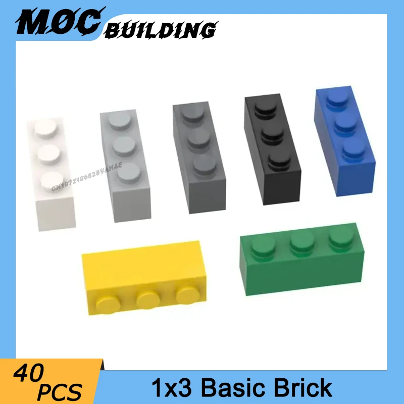 40 шт., детали MOC 3622, кирпич, 1x3, совместимые сборные строительные блоки «сделай сам», головоломка из частиц, развивающие игрушки для мозга, подарки на день рождения