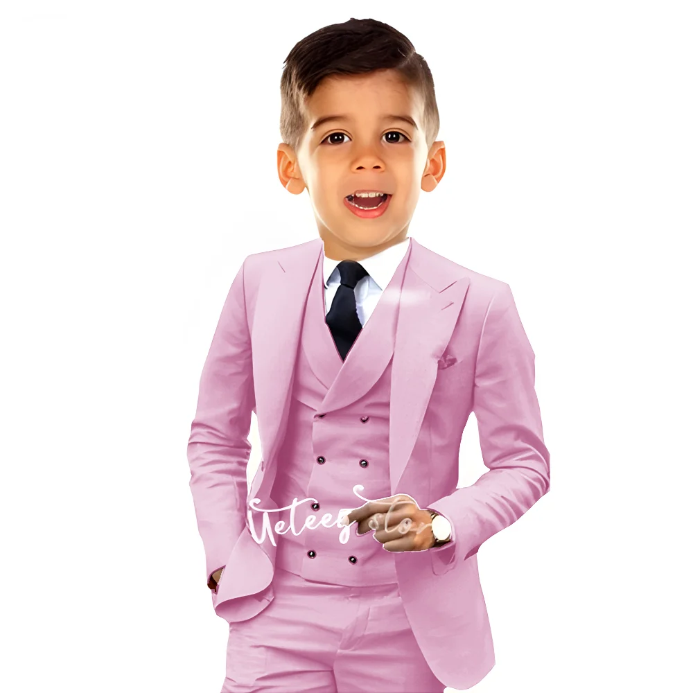 Boys Suit Orange Wedding Attire Tuxedo Party Ceremony Dress Suit for Kids Formal Blazer 3 Piece Set