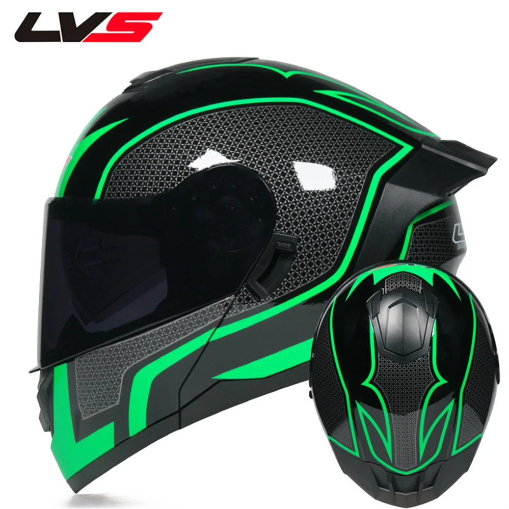 Dot Approved Lvs Modular Flip Up Motorcycle Helmet Abs Safety Classic