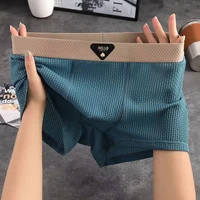 4 pièces Boxer Shorts hommes glace sous-vêtements en soie Cool mince caleçon respirant Sexy culotte U convexe Lingerie grande taille L-6XL 4