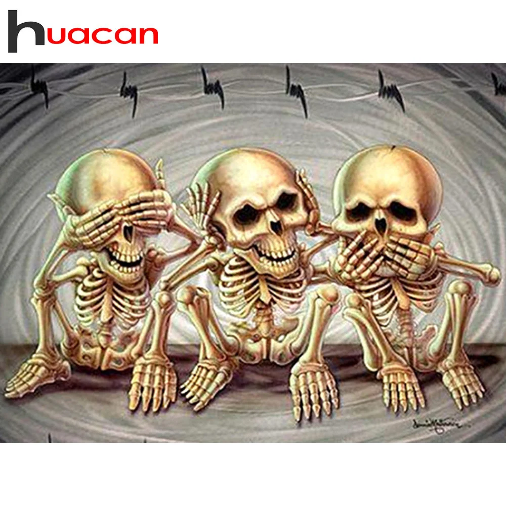 Diamond Painting Huacan Diamond Mosaic Full Layout Skull 5D Embroidery diamond painting