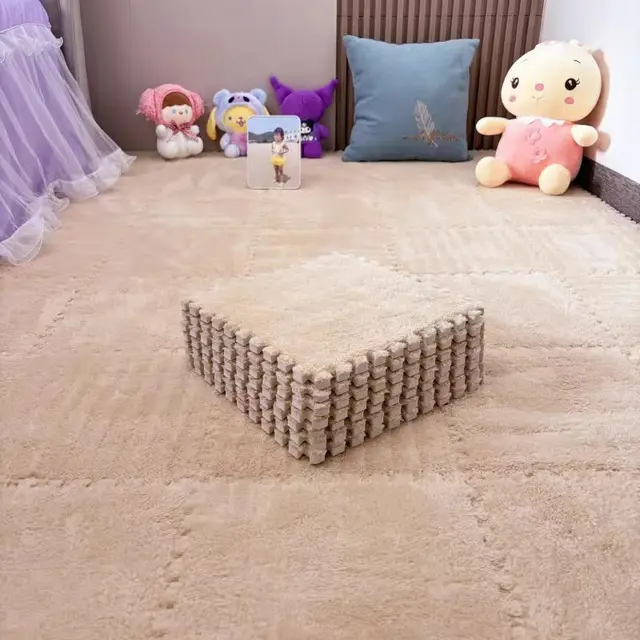 10Pcs 30*30CM Creative Plush Puzzle Foam Floor Mat Puzzle Carpet Warm Playmat Interlocking Exercise Tiles Fluffy Area Rugs 6