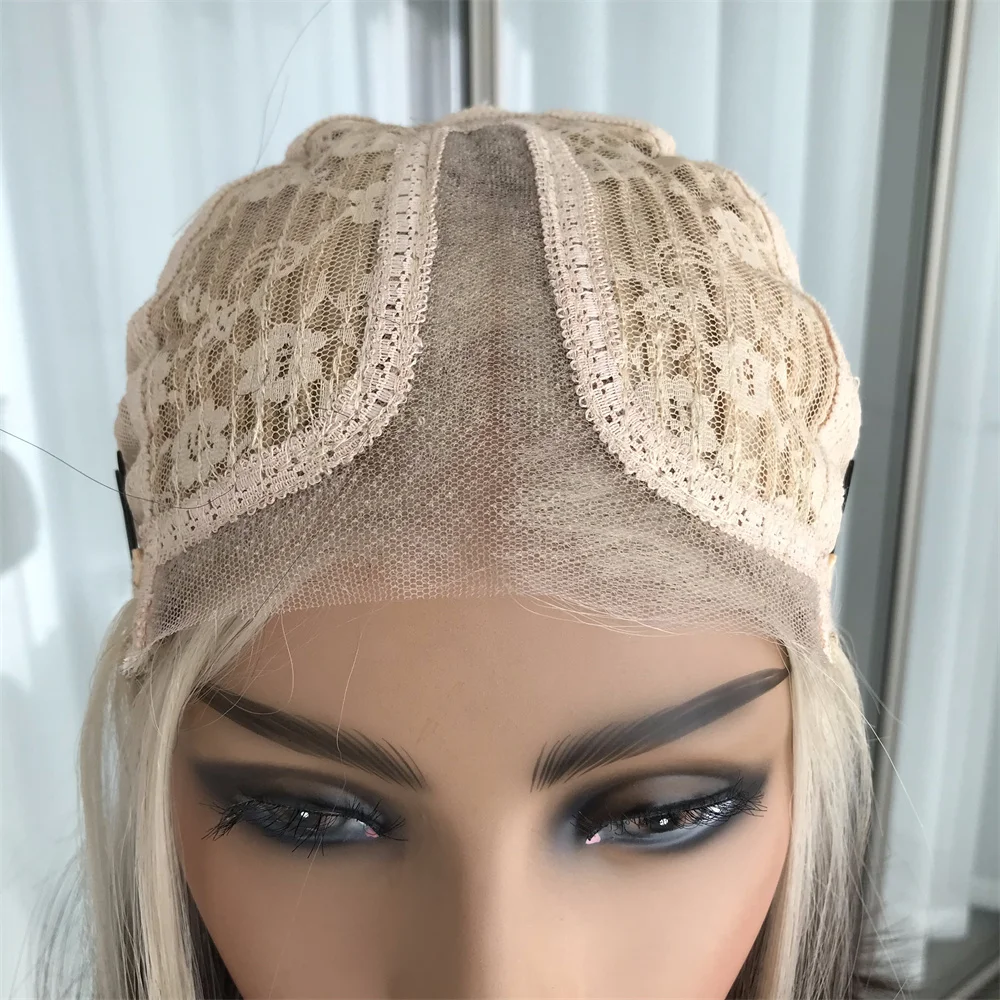 Blond to Brown Short Bob Wear and Go Glueless Wig Synthetic Lace Wigs for Women Pre Cut Pre Plucked 14inch for Daily Use
