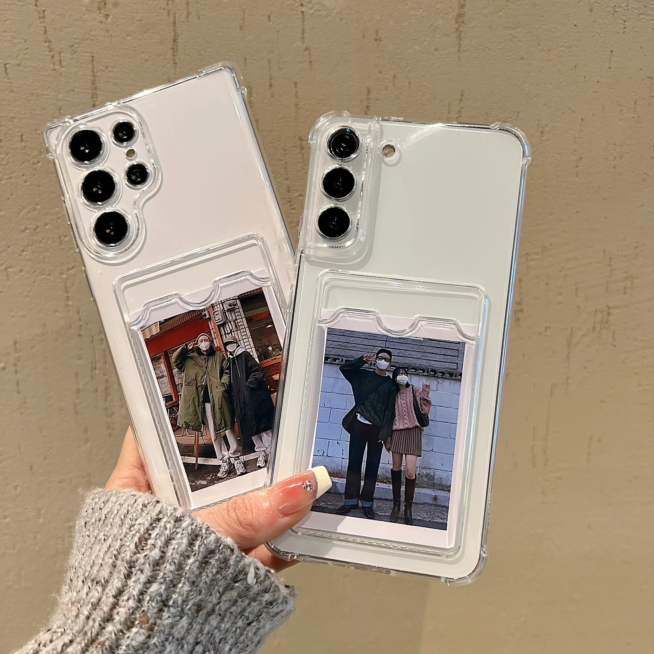 Clear Card Holder Phone Case with Wallet Card Slots and Soft Cover