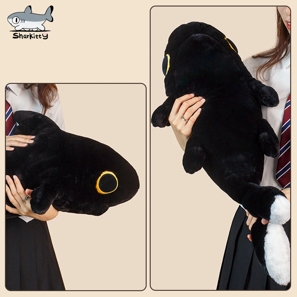 Black Sharkitty HeyHey Plush Toys Creative Cartoon Anime Peripheral Plush Stuffed Dolls Kawaii Toy Sleeping Pillow Cushion