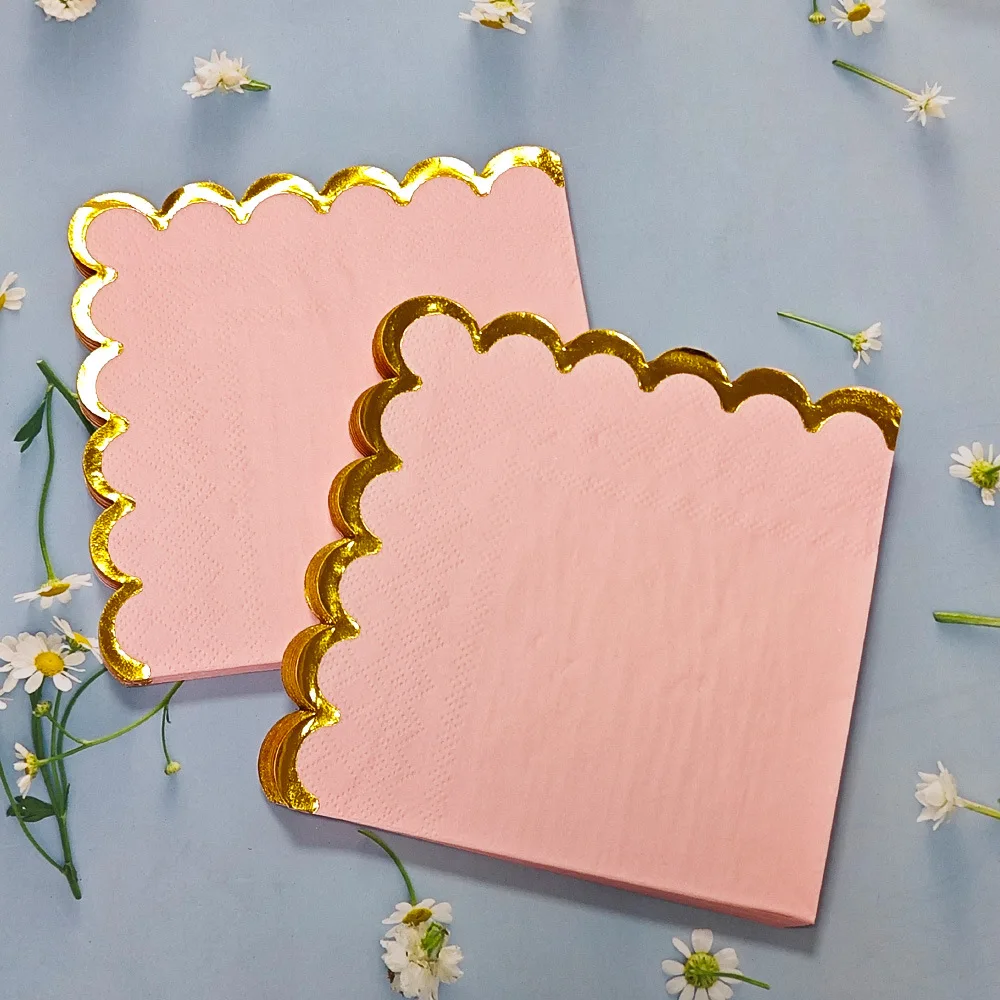 Paper Napkins 50Pcs Disposable Napkins Solid Color Lace Hot Stamping Square Handkerchief Holiday Party Birthday
