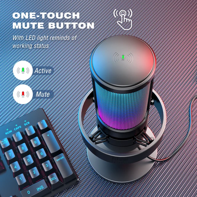 FIFINE USB Microphone for Recording and Streaming on PC and Mac,Headphone Output and Touch-Mute Button,Mic with 3 RGB Modes -A8 3
