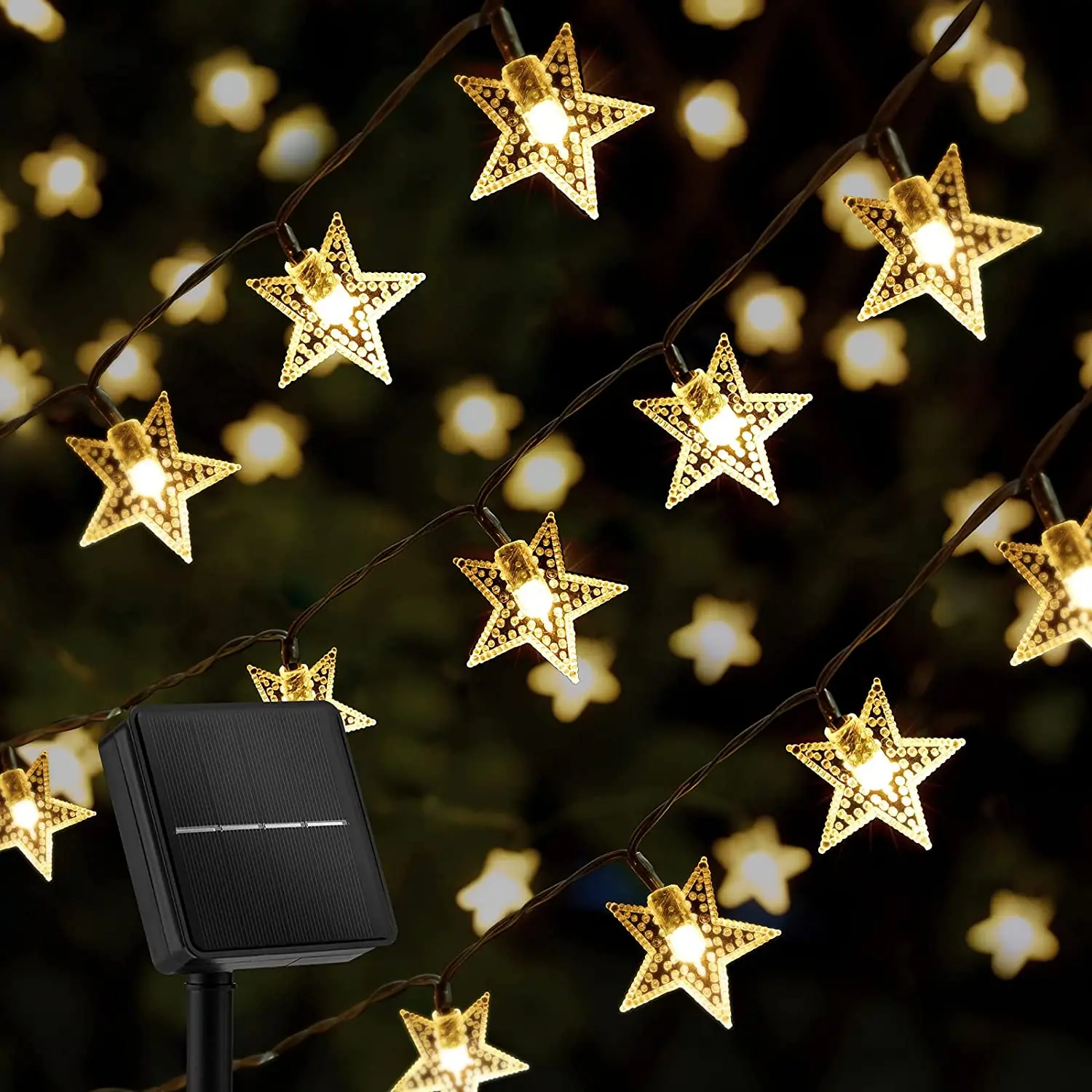 

Solar Star String Lights 20-100LED 8 Modes Outdoors Twinkle Fairy Lights Waterproof Star Twinkle Lights for Lawn Gardens Patio