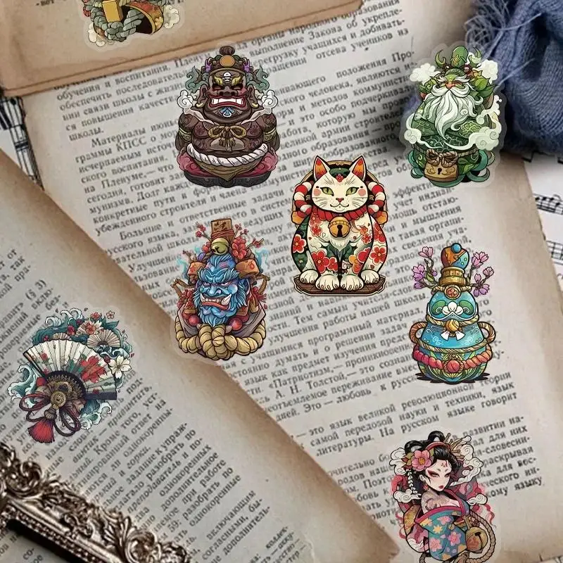 50PCS Japanese Retro Transparent Tattoo Art Stickers Creative Girls DIY Decor for Scrapbooking Luggage Phone Guitar