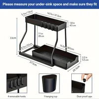 Organisateur sous évier à 2 niveaux peu encombrant, boîte de rangement extractible, organisateur de tiroir essentiel Durable de grande capacité pour cuisine et salle de bains 6