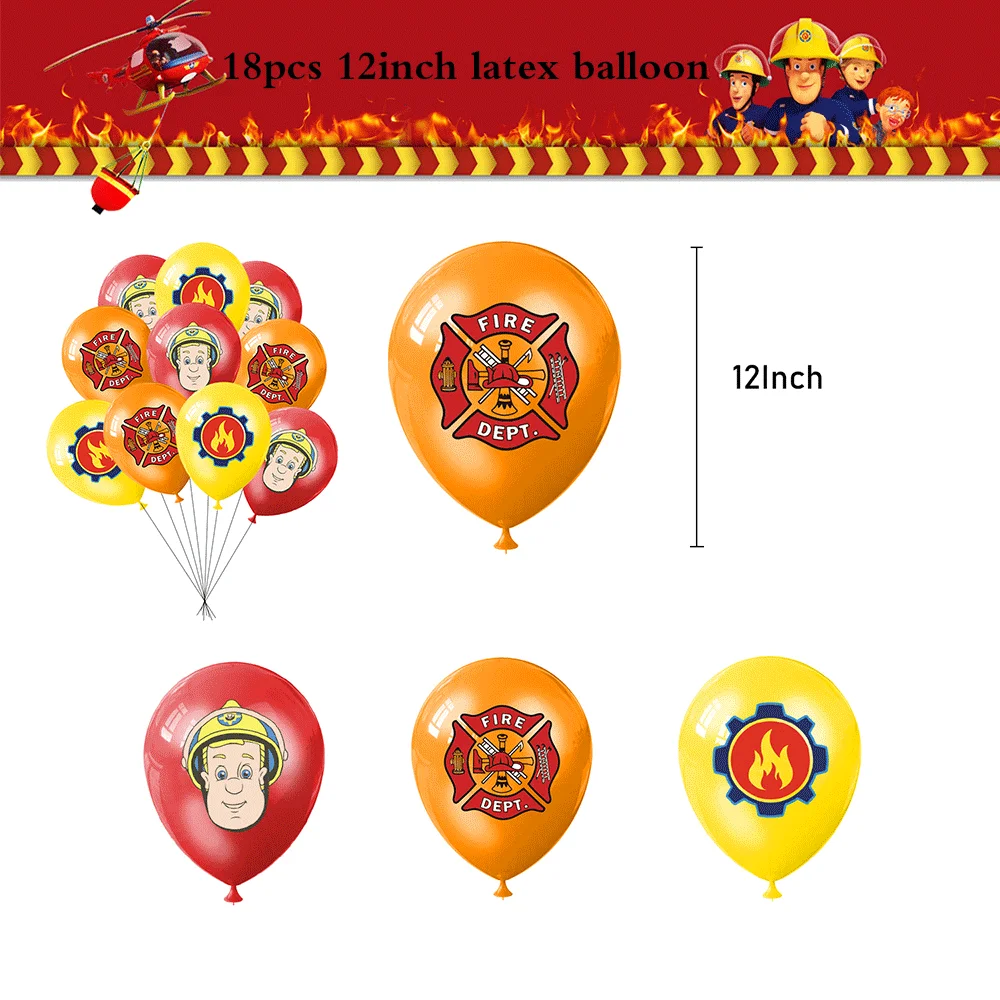 Feuerwehrmann Sam Luftballons Feuerwehrmann Party Tischdecke Geschirr Banner Kuchen Topper Kinder Feuerwehrauto Feuerwehrmann Sam Geburtstag Party Dekor – Detail 6