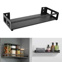 Bathroom Kitchen Organizer With Glue Free Perforated Wall Hanging Seasoning Bottle Storage Rack Wall Mounted Spice Shelves 1