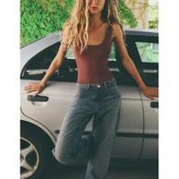 Early Autumn Women's Faion Casual round Ne Base T-irt Vest Street Sle Ribbed One-Piece ort Sve Polyester Fabric - Image 2