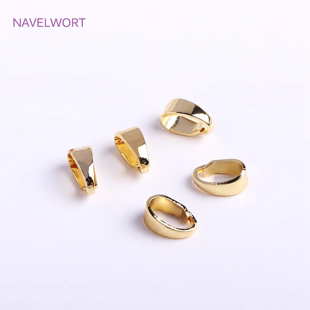 18K Gold Plated Brass Metal Smooth Pendant Bail For Necklace Making Pinch  Bails For Pendants Clasps