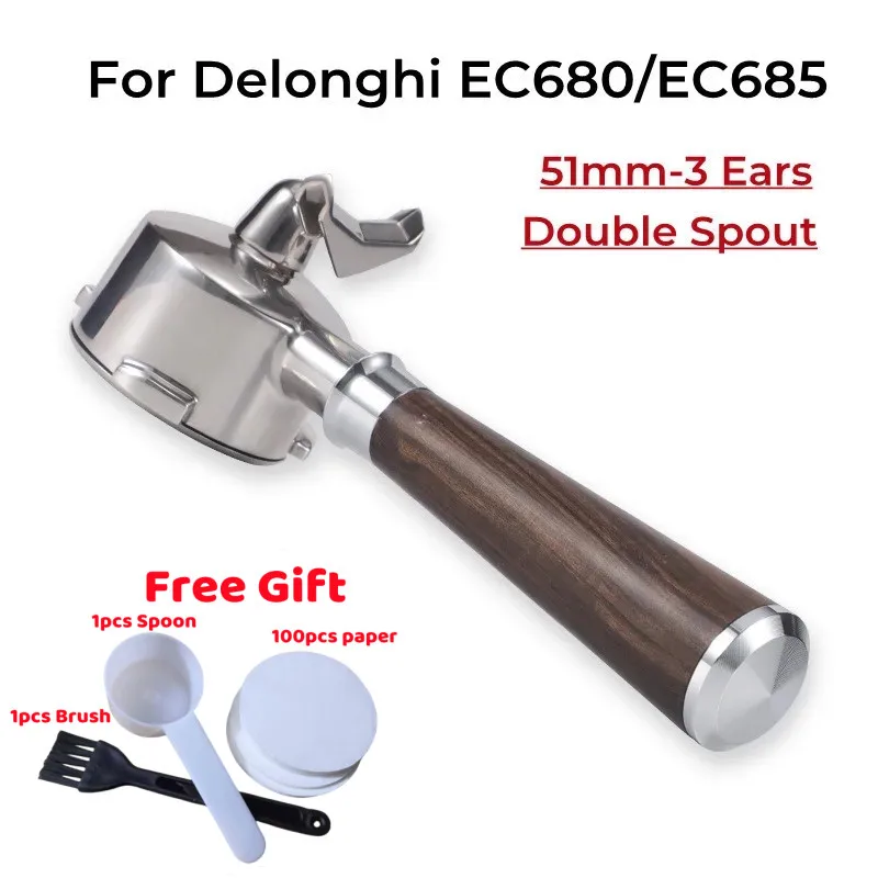 51Mm Portafiter Fondo Doppio Beccuccio Filtro Per Delonghi Ec680 De Longhi Ec685 Dedicato Cafetera Accessori Per Caffè Espresso