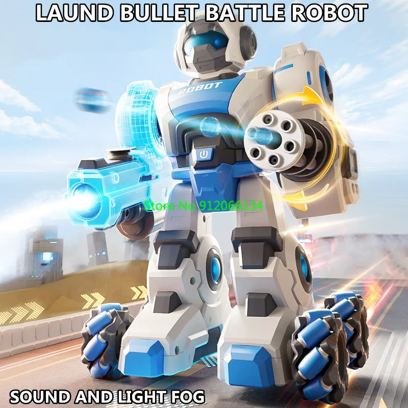 Multiplayer Battle Gesture Sensing Smart Rc Robot 2.4G  Lighting Sound Launch Bullet All Terrain Off Road Remote Control Robot 2
