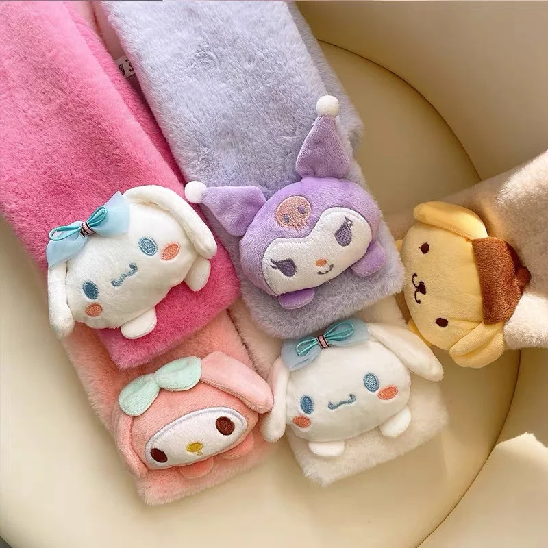 

Kawai Cinnamoroll Plush Childrens Scarf Cute Kuromi My Melody Childrens Thickened Scarf Anime Sanrio Childrens Scarves Gift