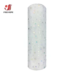 Assorted Glitter Rainbow Tulle Netting Roll - Vibrant Colors for DIY Crafts and Party Decor (Glitter Snow White)