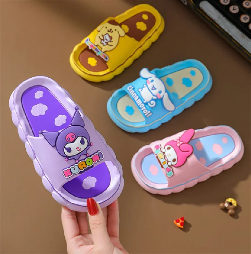 

Sanrios Children Slippers Hello Kittys Kuromi Cinnamoroll Kids Summer Soft Soled Sandals Boys Girls Non Slip Kawaii Indoor Shoes