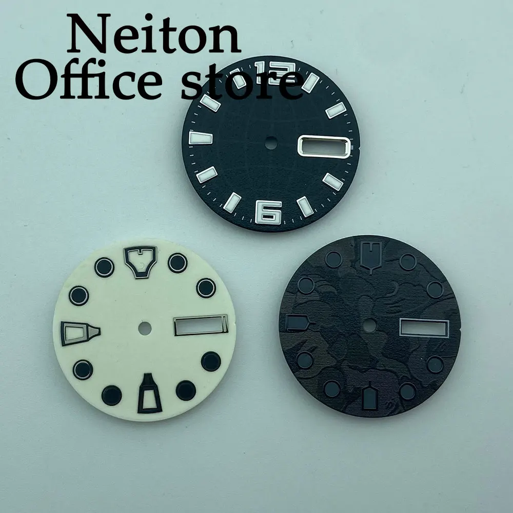 

Черно-белый циферблат для часов NEITON 28,5 мм, светящийся, подходит для движения NH36