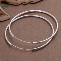925 Sterling Silver Round Circle 35/50/60mm Hoop Earrings For Woman Wedding Engagement Party Fashion Charm Jewelry Gift 4