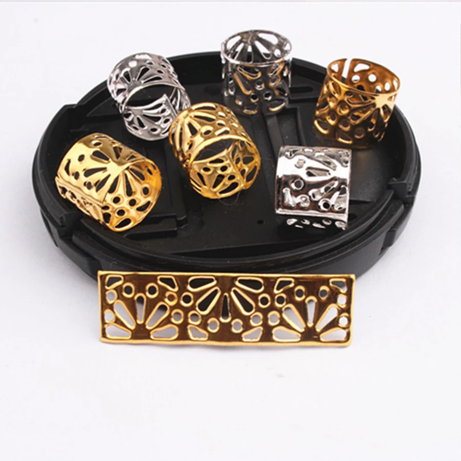 10/30Pcs 10x12mm Small Silver Gold Plated Hair Ring Braid Dreadlocks Hole Micro Beads Adjustable Cuff Clip Hair Braid Styling 5