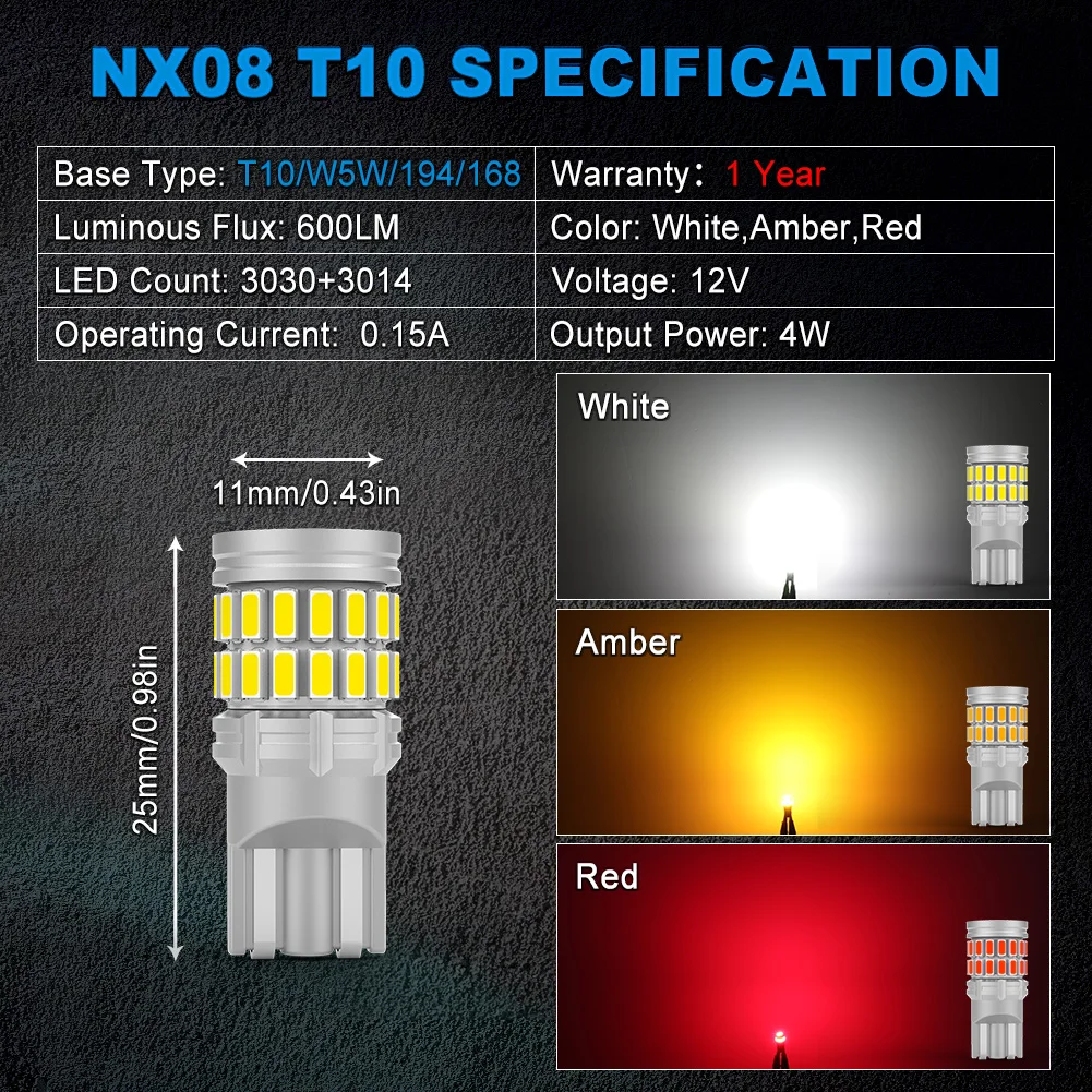 NAO  LED , ſ  ڵ ȣ, ǳ , 12V 194 168 ȭƮ ڹ , ڵ  , 2x W5W, T10