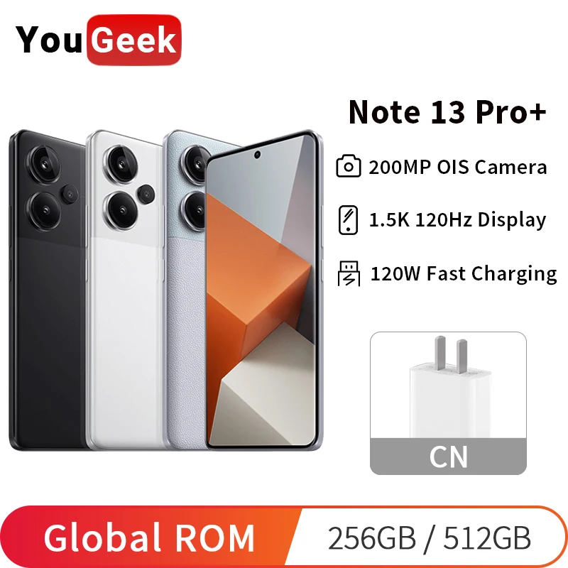 Global ROM Xiaomi Redmi Note 13 Pro+ Plus 256GB/512GB Cellphone 200MP Camera 120W Fast Charging 1.5K 120Hz Dimensity 7200-Ultra