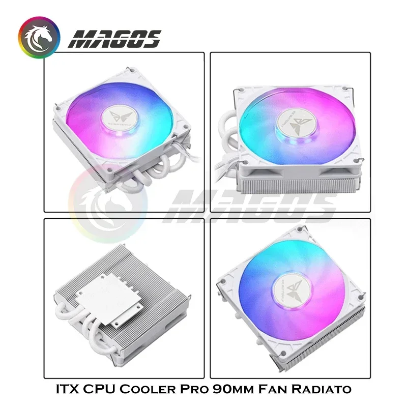 Itx Cpu Cooler Pro Radiador de Ventilador 90 mm Branco Slim Perfil Baixo 39 mm de Altura Heatpipes Dissipador de ar Refrigerado 1700 1200 115x 5v Argb - Imagem 6