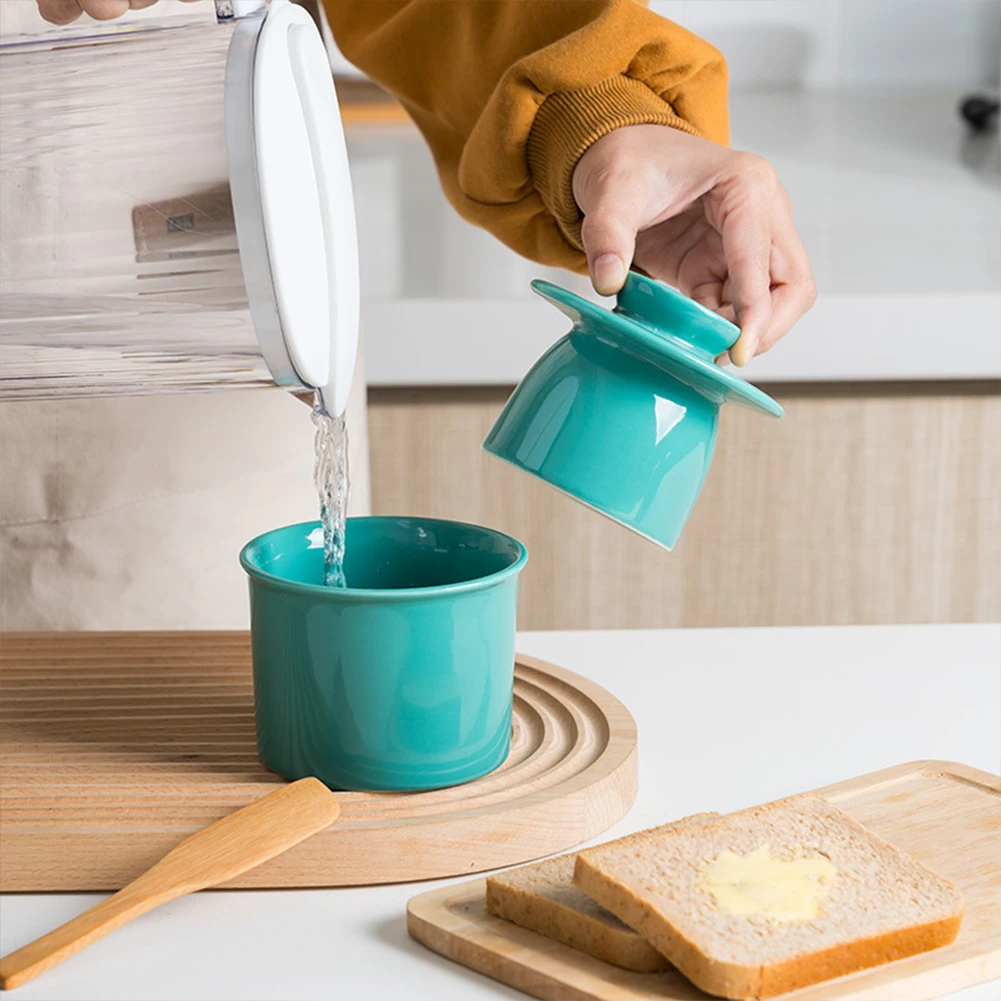 Butter Container Butter Crock With Lid Scraper Bottom Anti Slip Smooth Edges French Ceramic Dish For Kitchen Restaurant