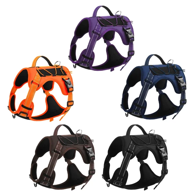Pet Harness Multi Functional Nylon Reflective Dog Harness Adjustable No Pull Comfortable Control Dog Chest Harness Pet Supplies 5