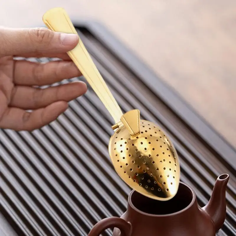 Stainless Steel Tea Infuser Snap Ball Tea Strainer With Long Handle Fine Holes Interval Diffuser Steeper For Coffee
